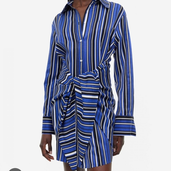 H&M STRIPED FRONT TIE DETAIL DRESS - Picture 11 of 11